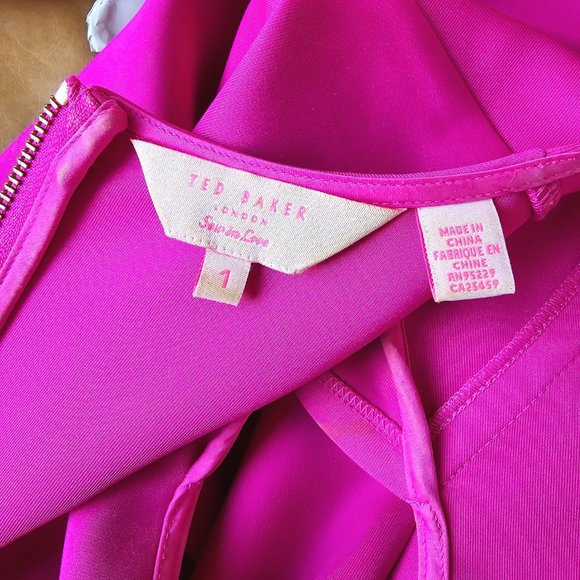 Ted Baker London Women's Barbie Hot Pink Crew Neck A-Line Dress Size US4 - Picture 5 of 6